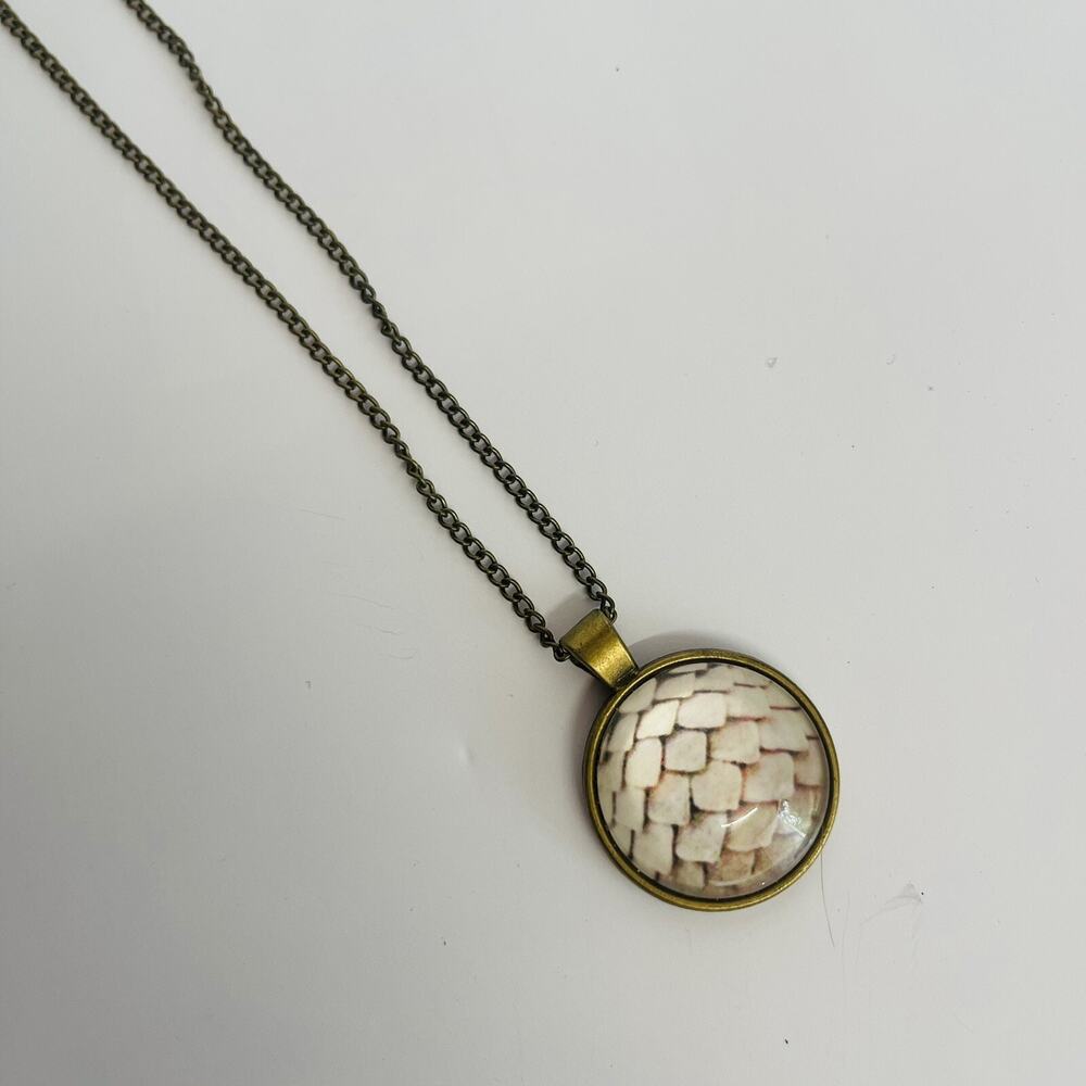 Game Of Thrones GOT White Dragon Circle Dome Pendant‎ Vintage Style Necklace